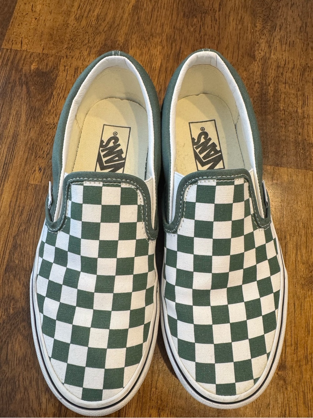 Vans Classic Slip-On Checkerboard Sneakers - Green/White